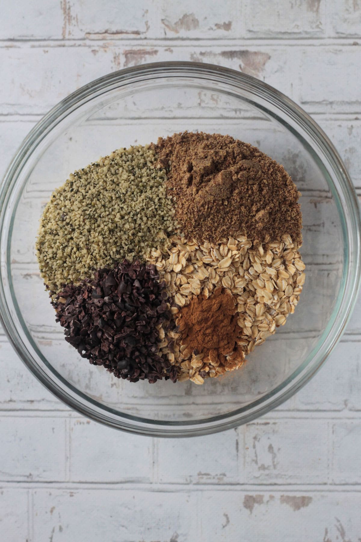 Dry ingredients in a mixing bowl.
