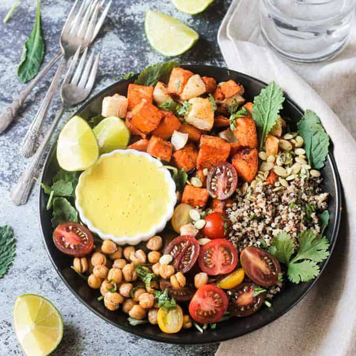 Sweet Potato Quinoa Bowls with Cashew Curry Sauce