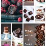 9 photo collage of vegan truffles and small bites.