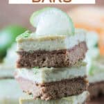 Stack of three vegan lime bars.