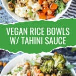 Two photo collage of veggie rice bowls.