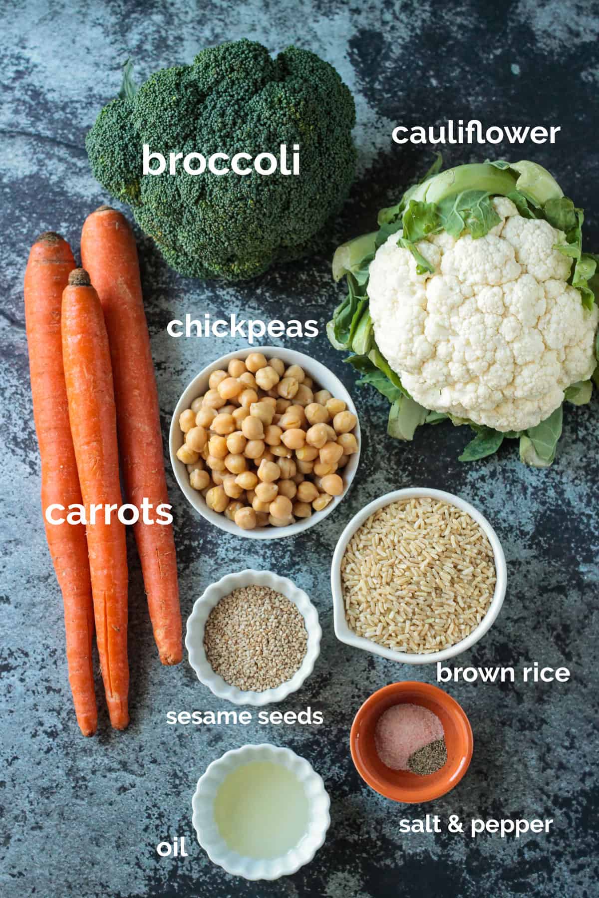 Recipe ingredients arrayed in individual bowls.