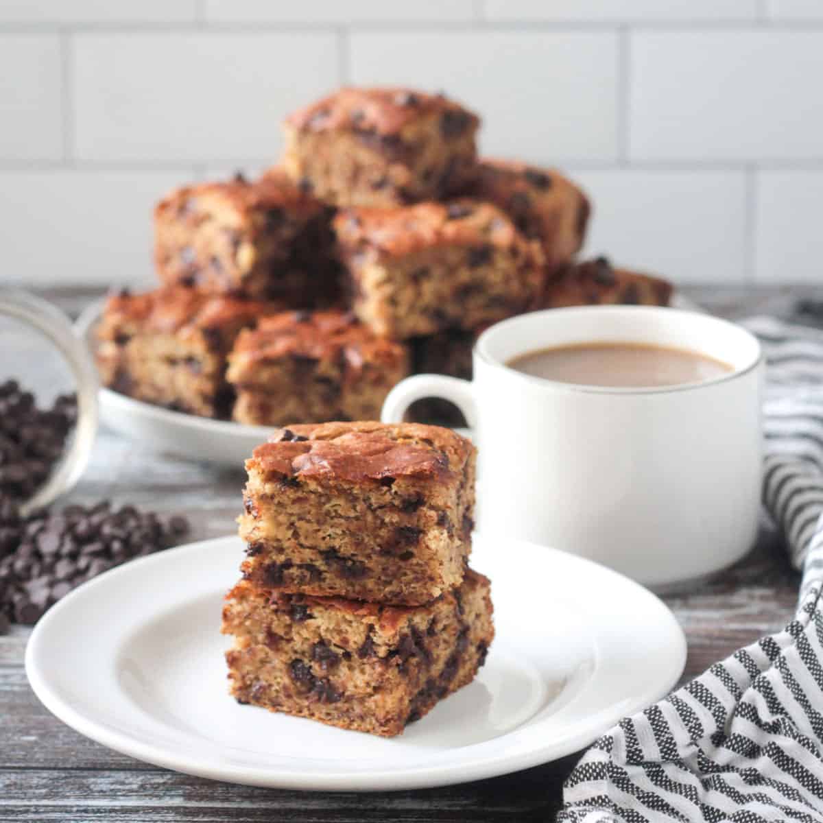 Chocolate Chip Banana Snack Cake (Vegan, Oil Free)