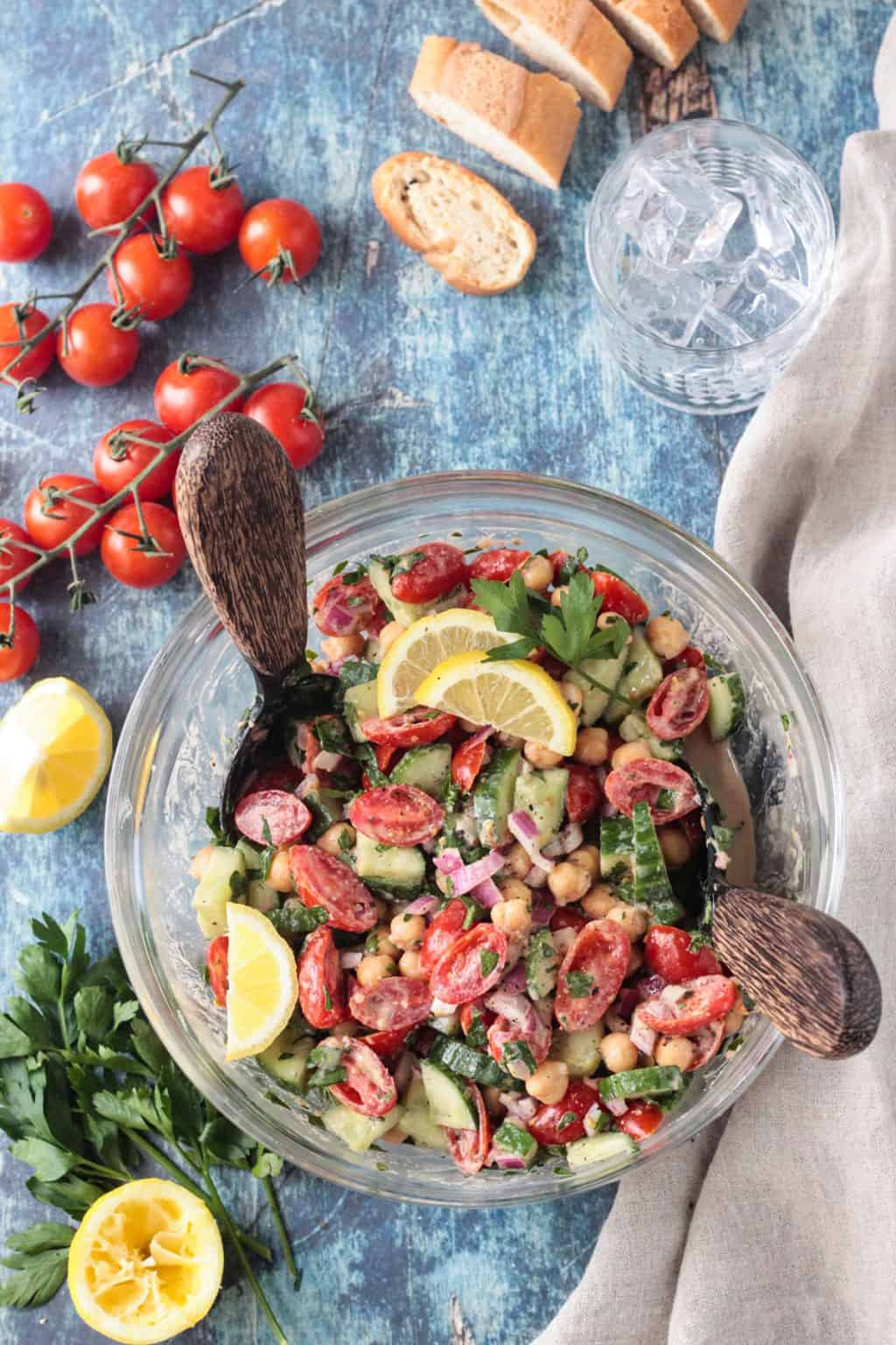 Simple Cucumber Chickpea Salad (Oil Free) Veggie Inspired