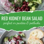 Two photo collage of red kidney bean salad.