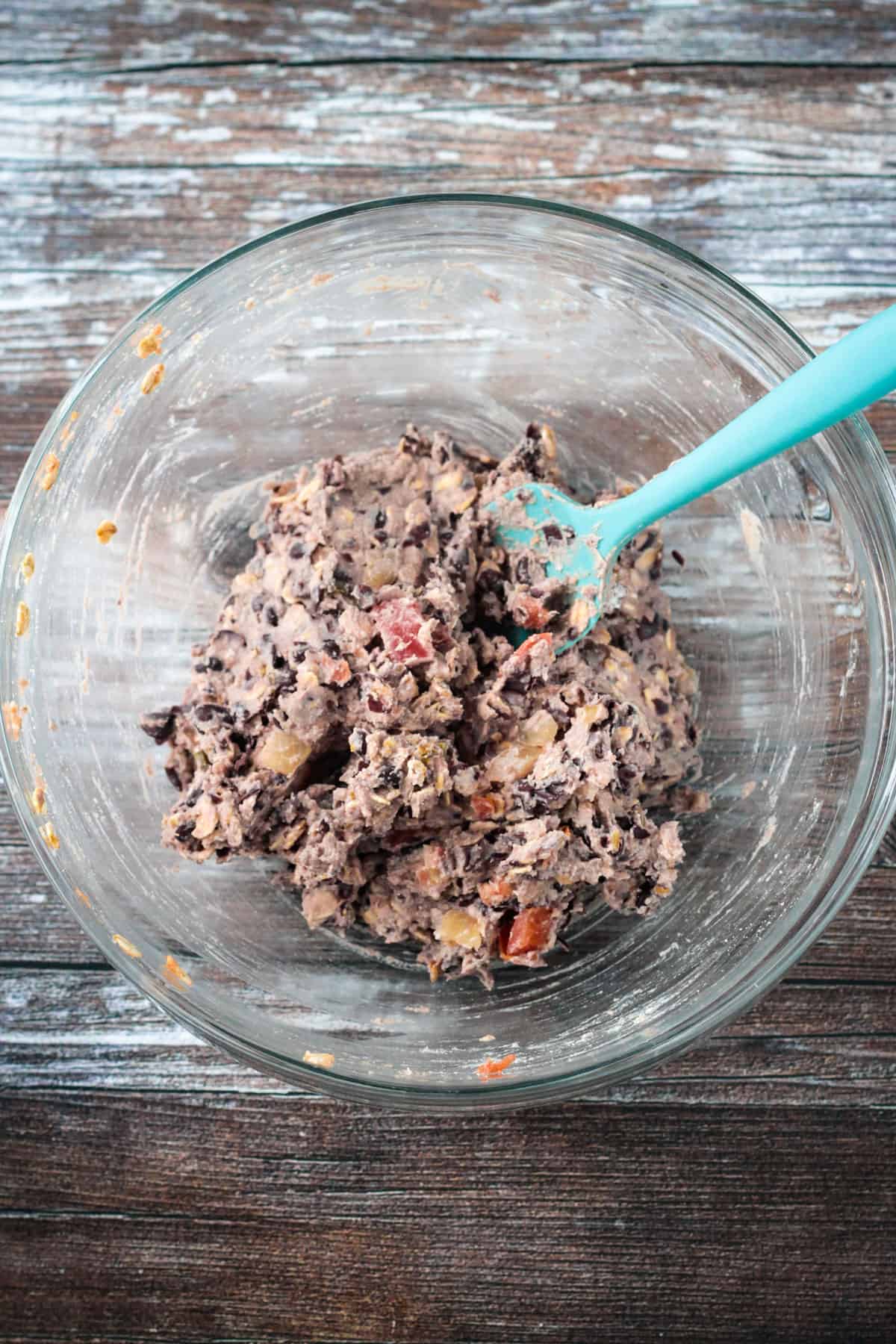 All ingredients combined in a mixing bowl.