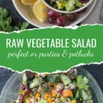Two photo collage of veggie chopped salad.
