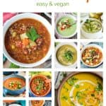 10-photo collage of a variety of summer soups.