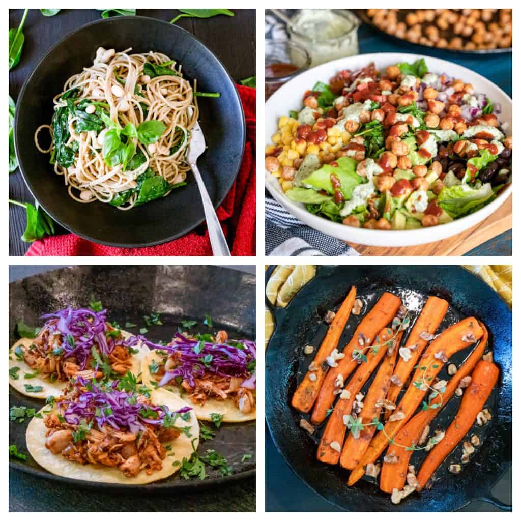 4 photo collage of savory recipes from the book.