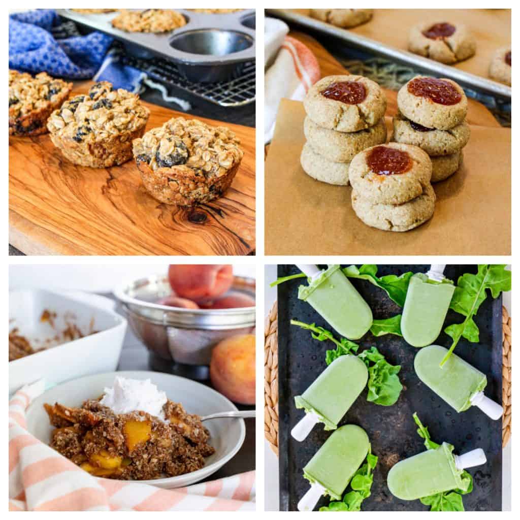 4 photo collage of sweet recipes from the book.