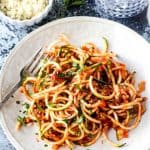 Zucchini noodles with bolognese sauce.