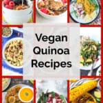 9 photo collage of vegan quinoa recipes.