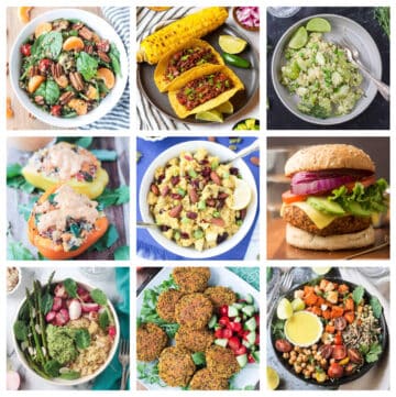 9 photo collage of a variety of recipes using quinoa.