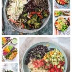 6 photo collage of vegan bowl recipes.