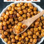Crispy roasted chickpeas with garlic herb flavors.