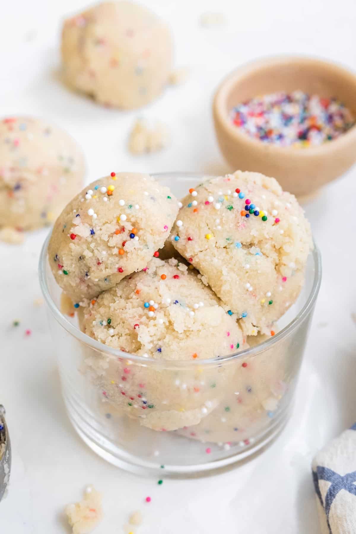 Edible sugar cookie dough with sprinkles.