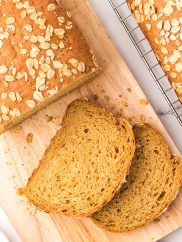 Two slices cut from the whole loaf.