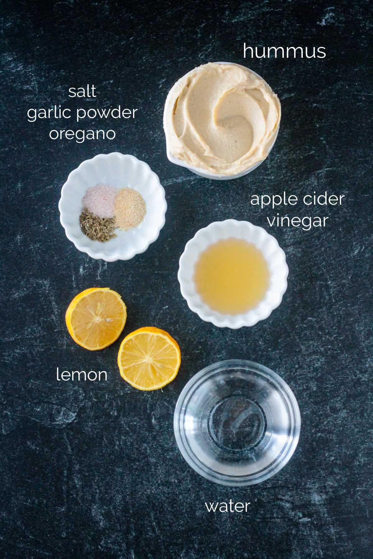 Recipe ingredients arrayed in individual bowls.