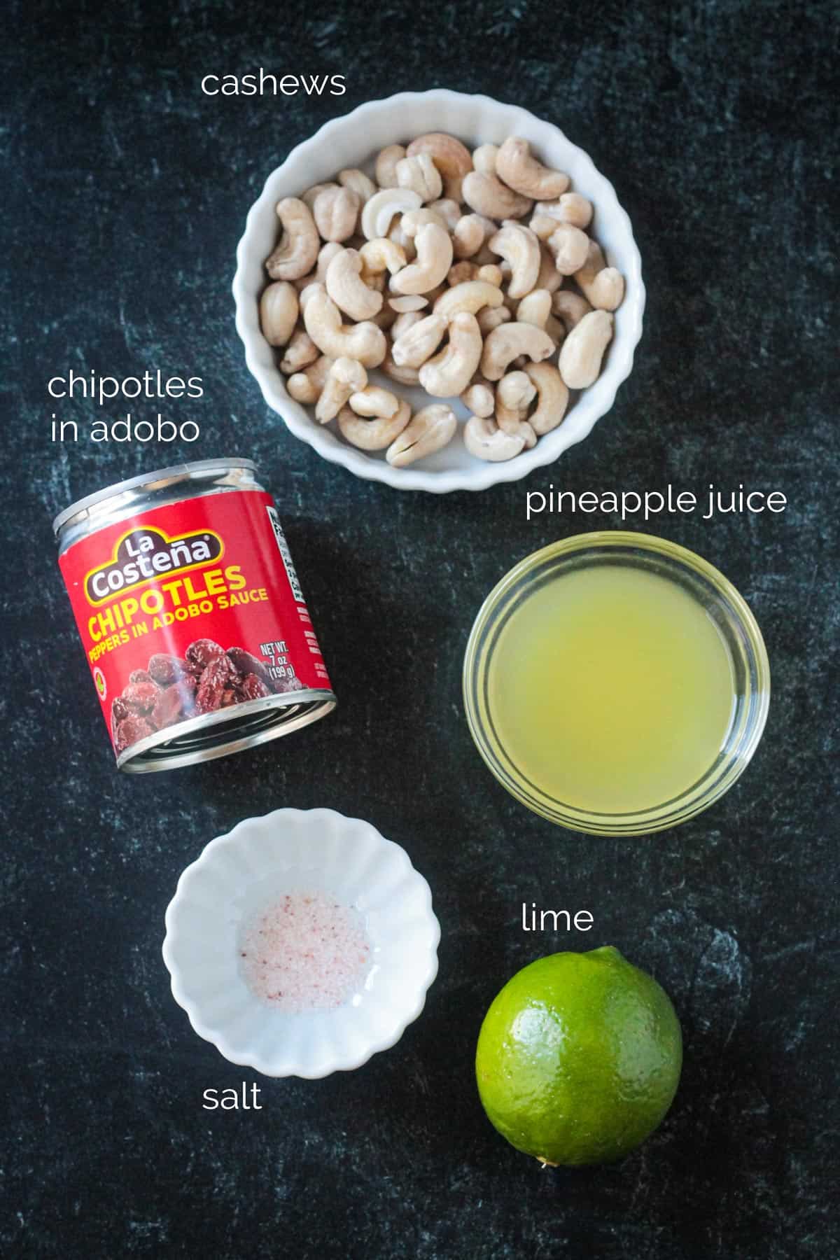 Recipe ingredients arrayed in individual bowls.