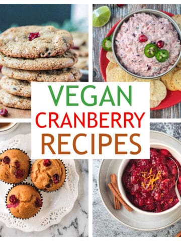 Collage of four vegan cranberry recipes.