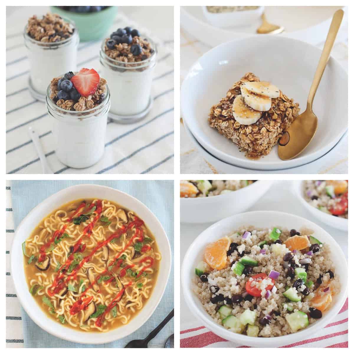 Four photo collage of recipes from the cookbook.