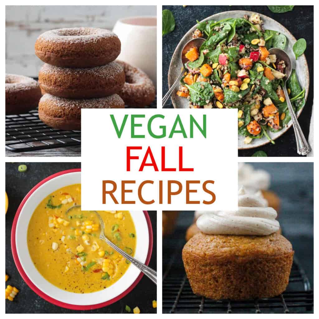 Collage of four vegan fall recipes.