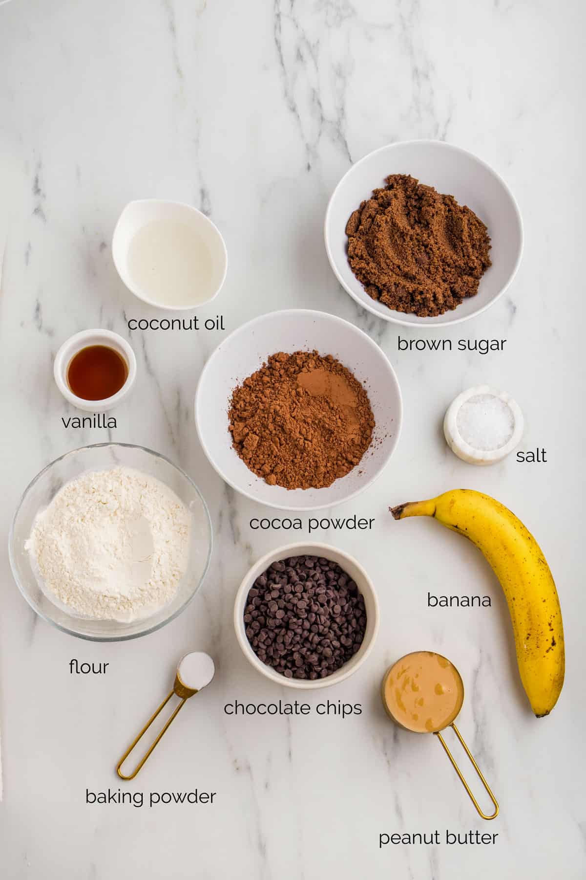 Recipe ingredients arrayed in individual bowls.