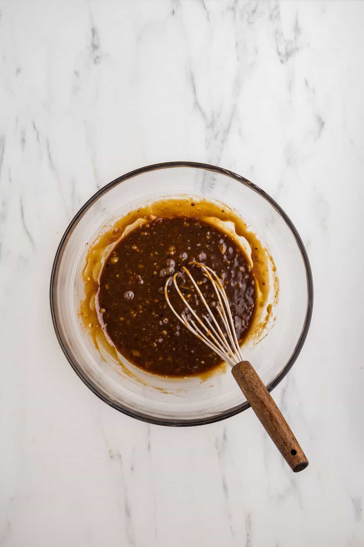 Wet ingredients whisked until smooth.